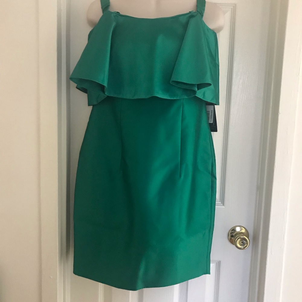 Adriana Papell green off the shoulder ruffle dress - Picture 6 of 7